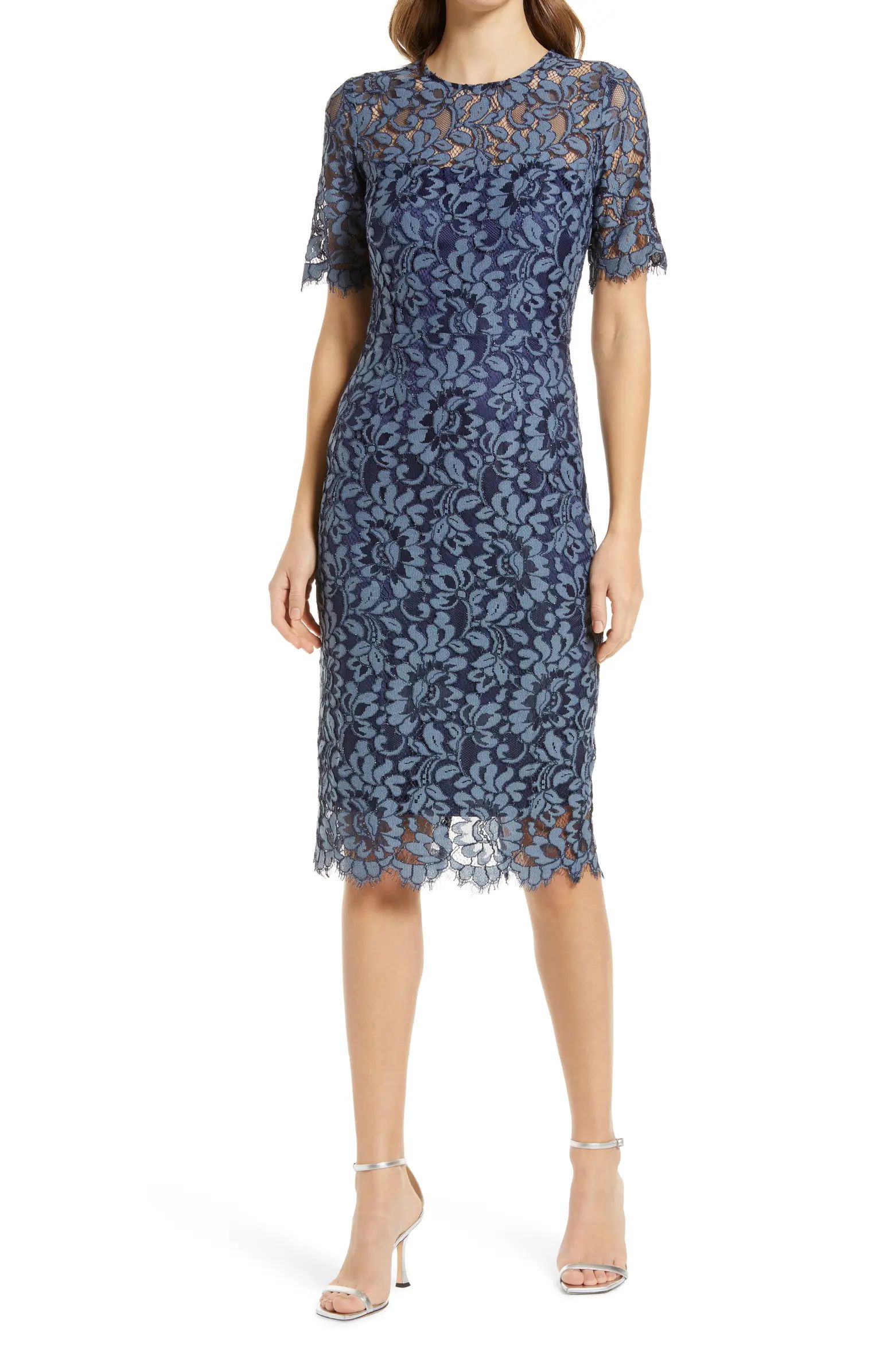 Embroidered Lace Overlay Cocktail Dress | Nordstrom