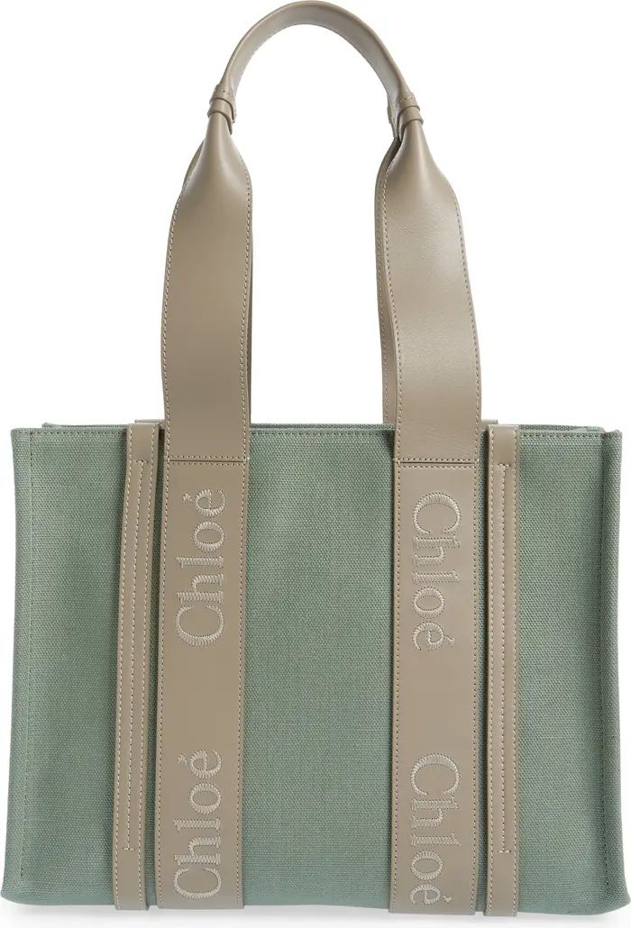 Chloé Medium Woody Linen & Leather Tote | Nordstrom | Nordstrom