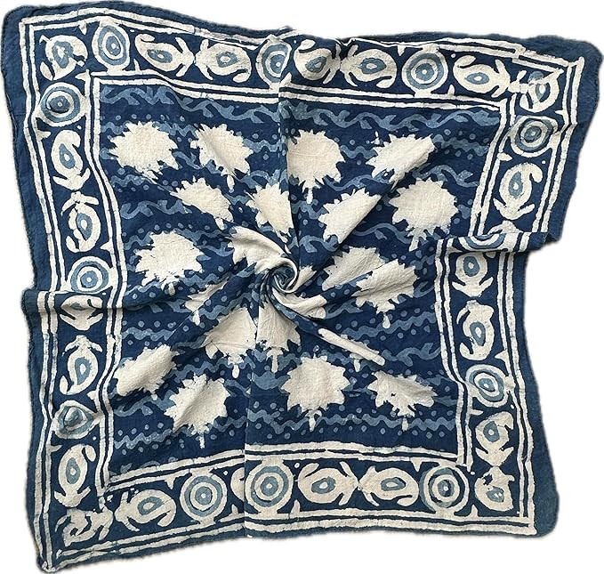 Block print bandanas Bohemian Style Cotton Neck Scarf, Boho Soft cotton Bandana, Neckerchief, Cot... | Amazon (US)