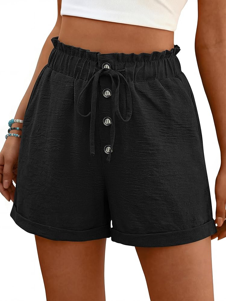 ANRABESS Womens Shorts Casual Summer High Waisted Elastic Drawstring Comfy Lounge Wide Leg Short ... | Amazon (US)