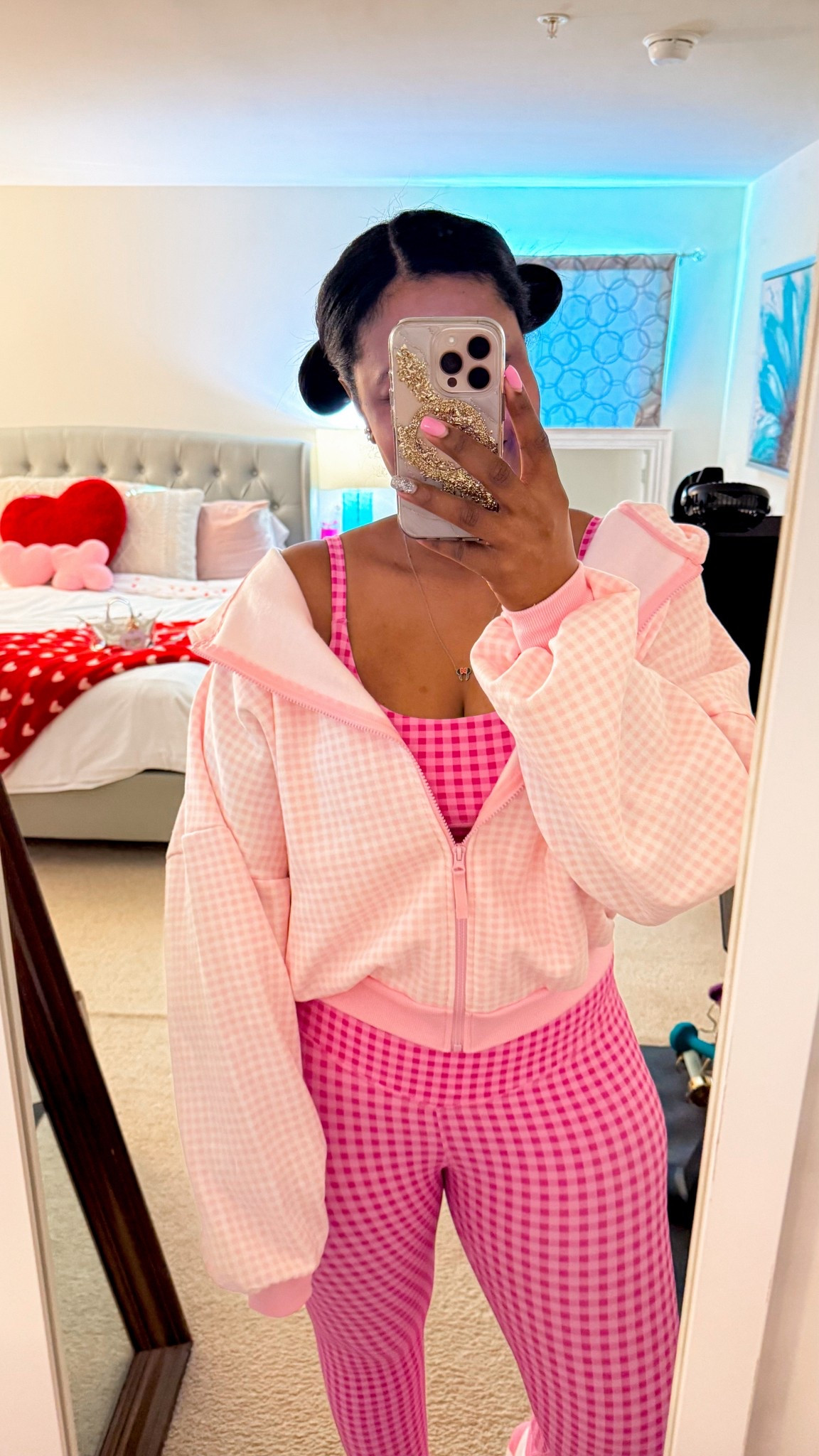 The most adorable Valentine’s Day inspired pink gingham on gingham casual athleisure outfit 

#LTKootd #LTKValentine #LTKActive