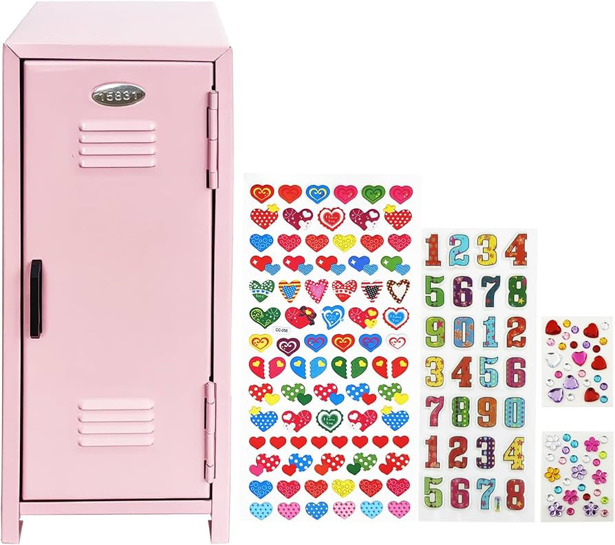 Mini Locker with Lock Key Stickers Box Metal Small Locker Mini Locker Miniature Storage Girls Loc... | Amazon (US)
