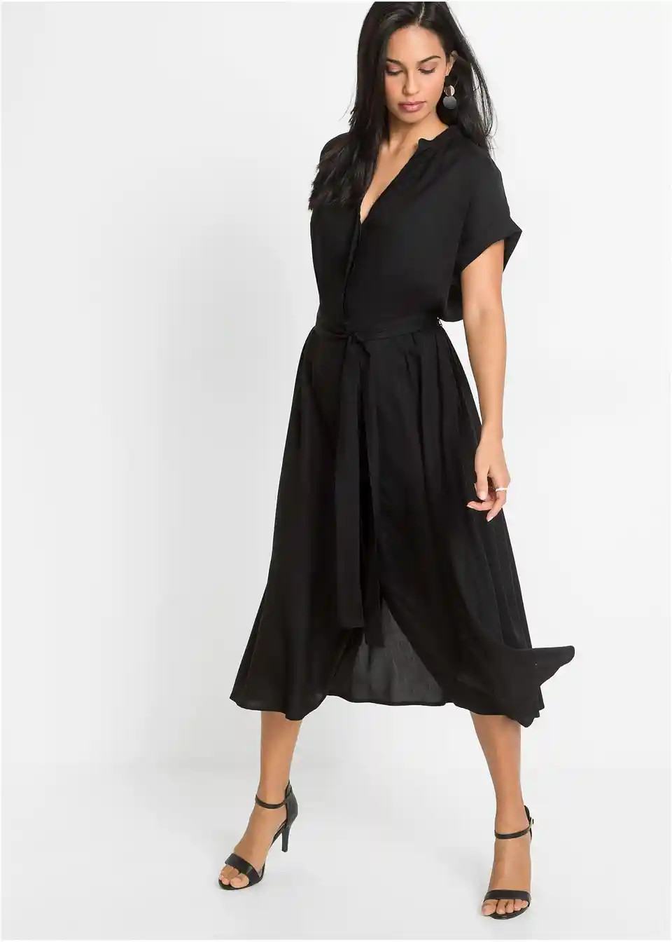 Hemdblusenkleid aus fließender Viskose | Bonprix DE