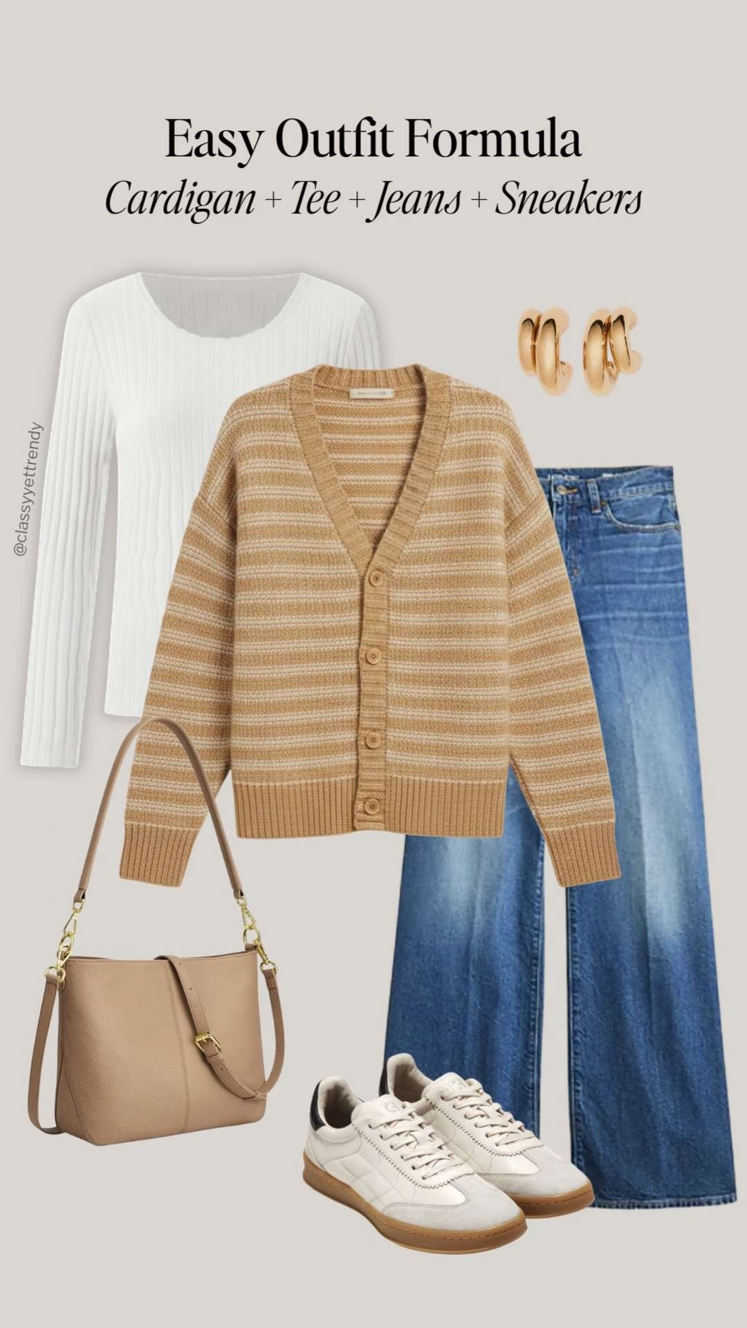6 outfits using the Easy Outfit Formula: Cardigan + Tee + Jeans + Sneakers ✔️ Use this outfit formula to get dressed quickly 👏 Build your outfits effortlessly so you can get ready and head out the door in no time!

how to style, winter outfit, elevated casual outfit, workwear, smart casual, cozy outfit

#stylehacks #stylingtips #howtostyle #outfitreel #founditonamazon 

 