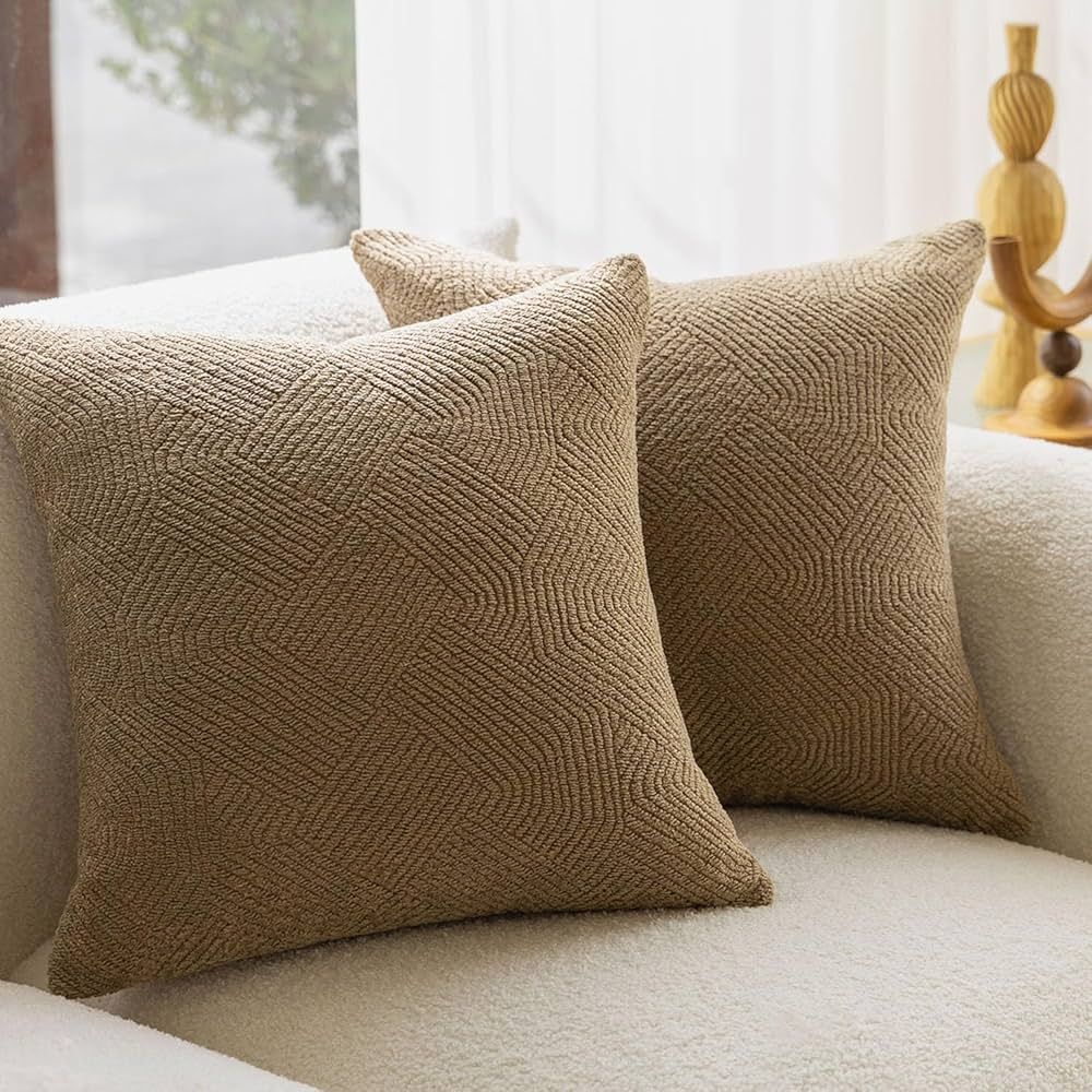 DOMVITUS Boucle Pillow Covers 20x20 Throw Pillows for Couch Set of 2 Neutral Pillow Covers Decora... | Amazon (US)