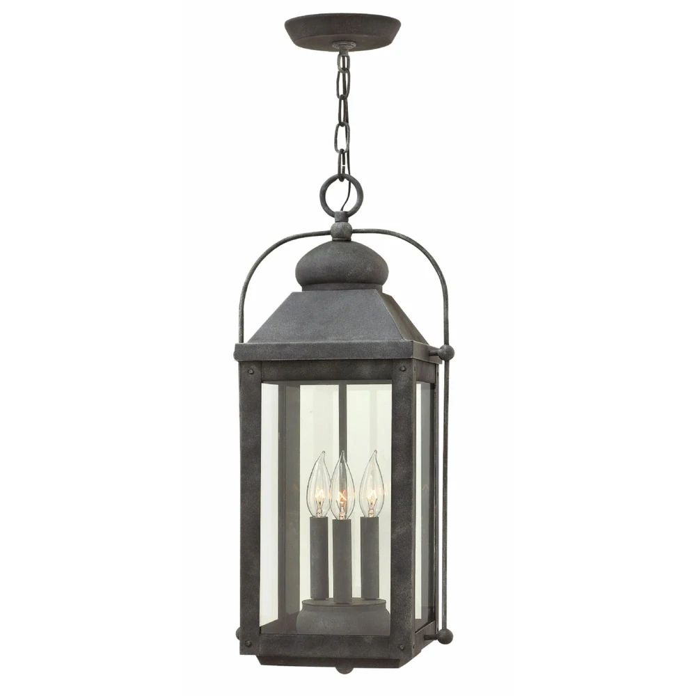 Hinkley Anchorage 3-Light Outdoor Pendant in Aged Zinc | Bed Bath & Beyond