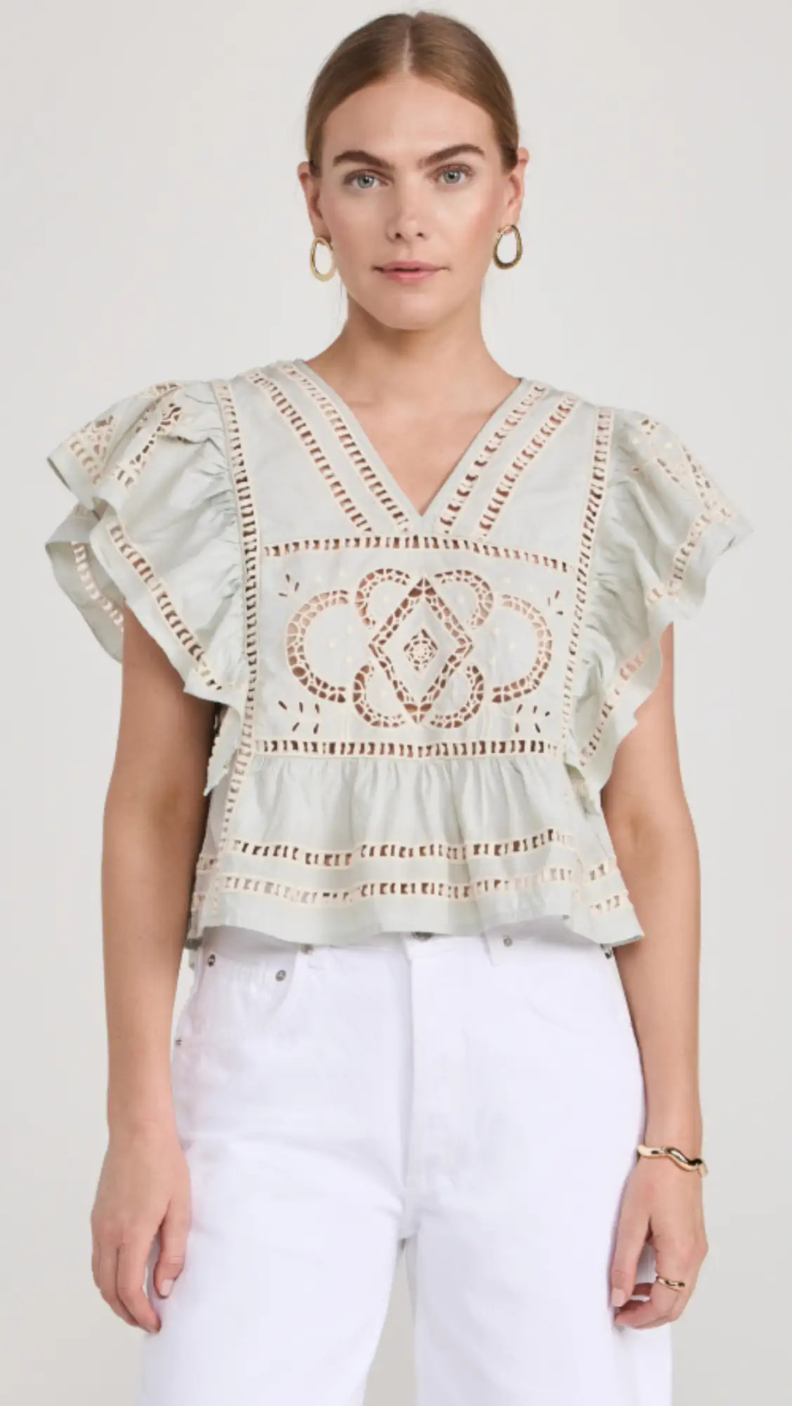 Blaire Eyelet Flutter Sleeve Top | Shopbop