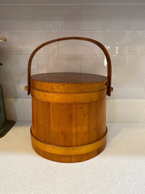 Vintage Wooden Firkin Sugar Bucket Early American Primitive - Etsy | Etsy (US)