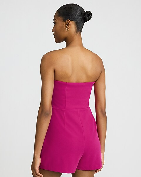 Strapless Bow Front Romper | Express