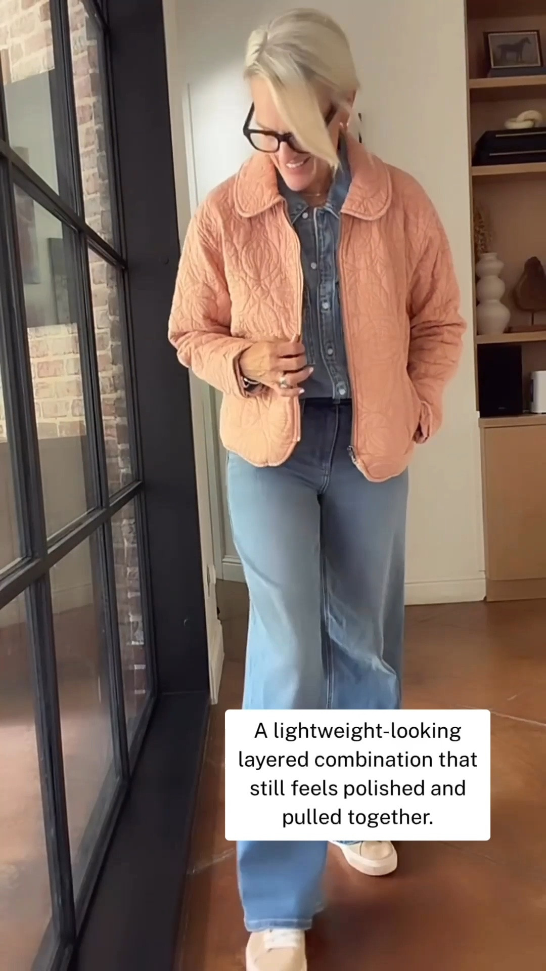 I love finding simple ways to make the pieces in my closet work a little harder. Here, I’m layering a denim shirt with a quilted jacket, and I really like how the different textures add interest while keeping the look easy.

It’s a simple fall layering combination that you can change up with different denim, and shoes.

#LTKootd #LTKOver40 #LTKgrwm