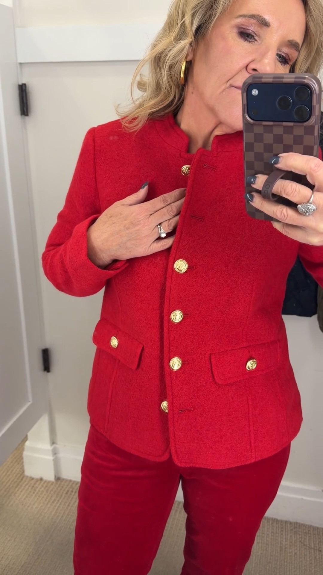 50% off has begun! @talbots red velvet pants. These can be casual and be worn everyday. Wearing size 8 petite

Red boiled wool blazer is gorgeous.  Highly recommend that. I’m wearing an 8 petite but would prefer a 10 petite
Blouses size medium
Vests size medium petite

#LTKOver40 #LTKHoliday #LTKSaleAlert

#LTKFindsUnder100 #LTKCyberWeek