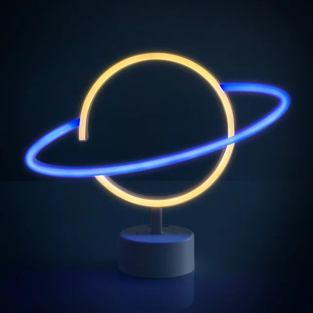 BrightSide 10" Planet Shaped LED Neon Table Light, Multicolor, Battery-Powered | Walmart (US)