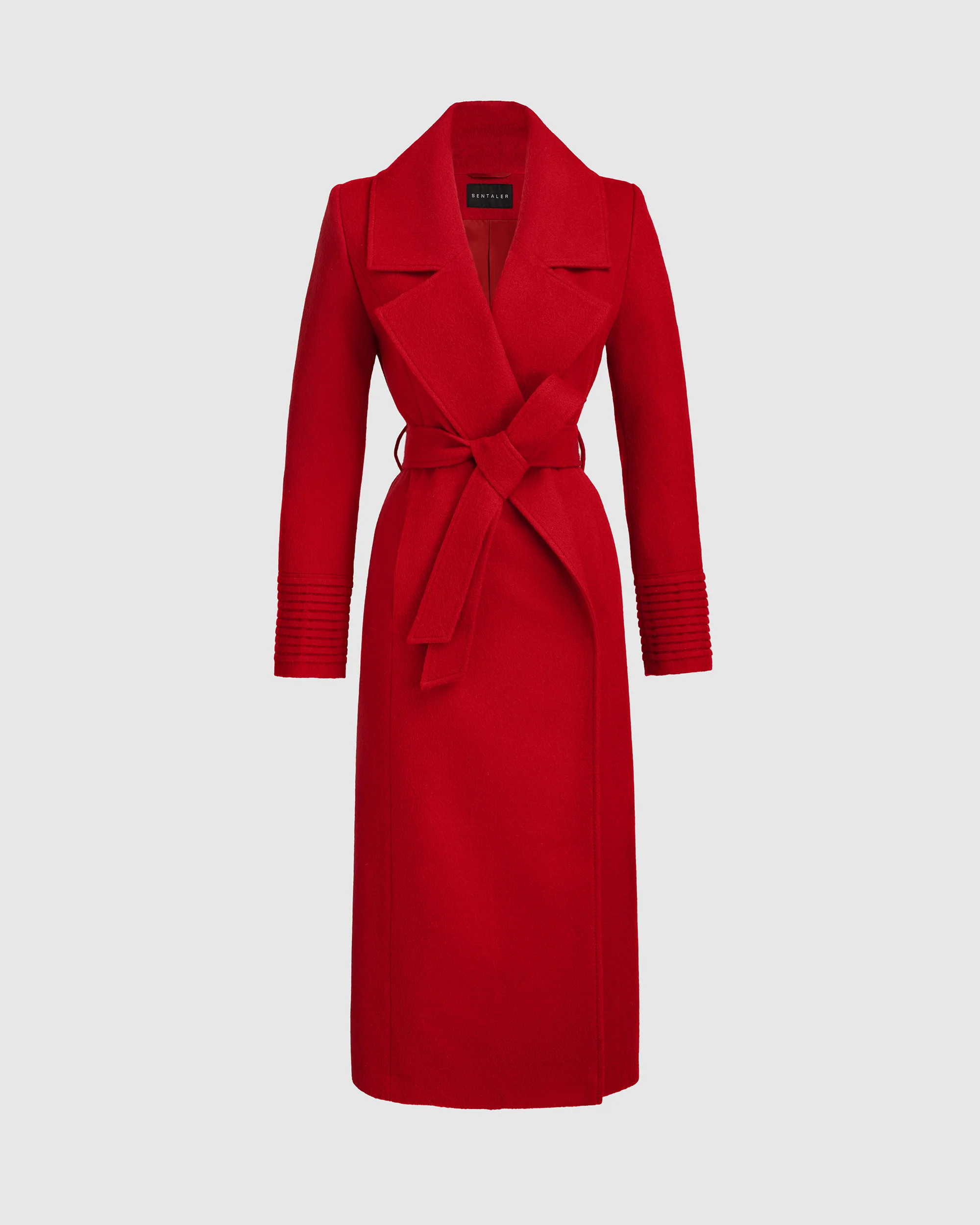 Alpaca Long Large Notched Wrap Black Coat | SENTALER | Sentaler