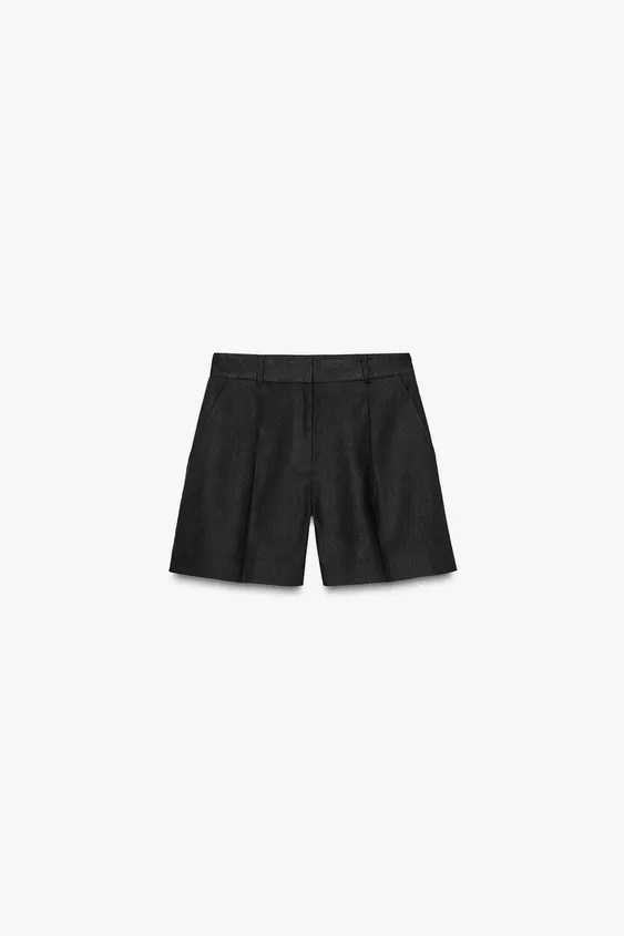 HIGH-WAIST LINEN BLEND BERMUDA SHORTS | Zara Canada