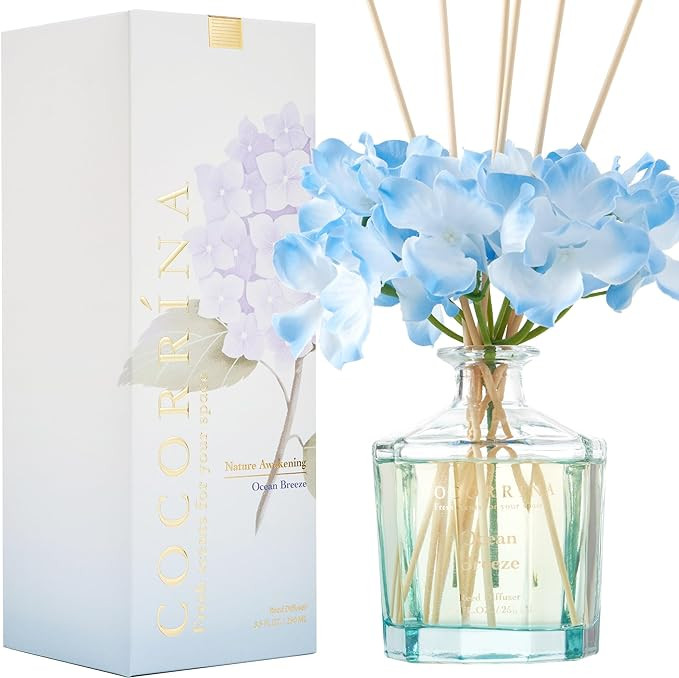 COCORRÍNA Reed Diffuser - Ocean Breeze 8.5oz Flower Reed Diffuser Set with 8 Sticks, Home Fragra... | Amazon (US)