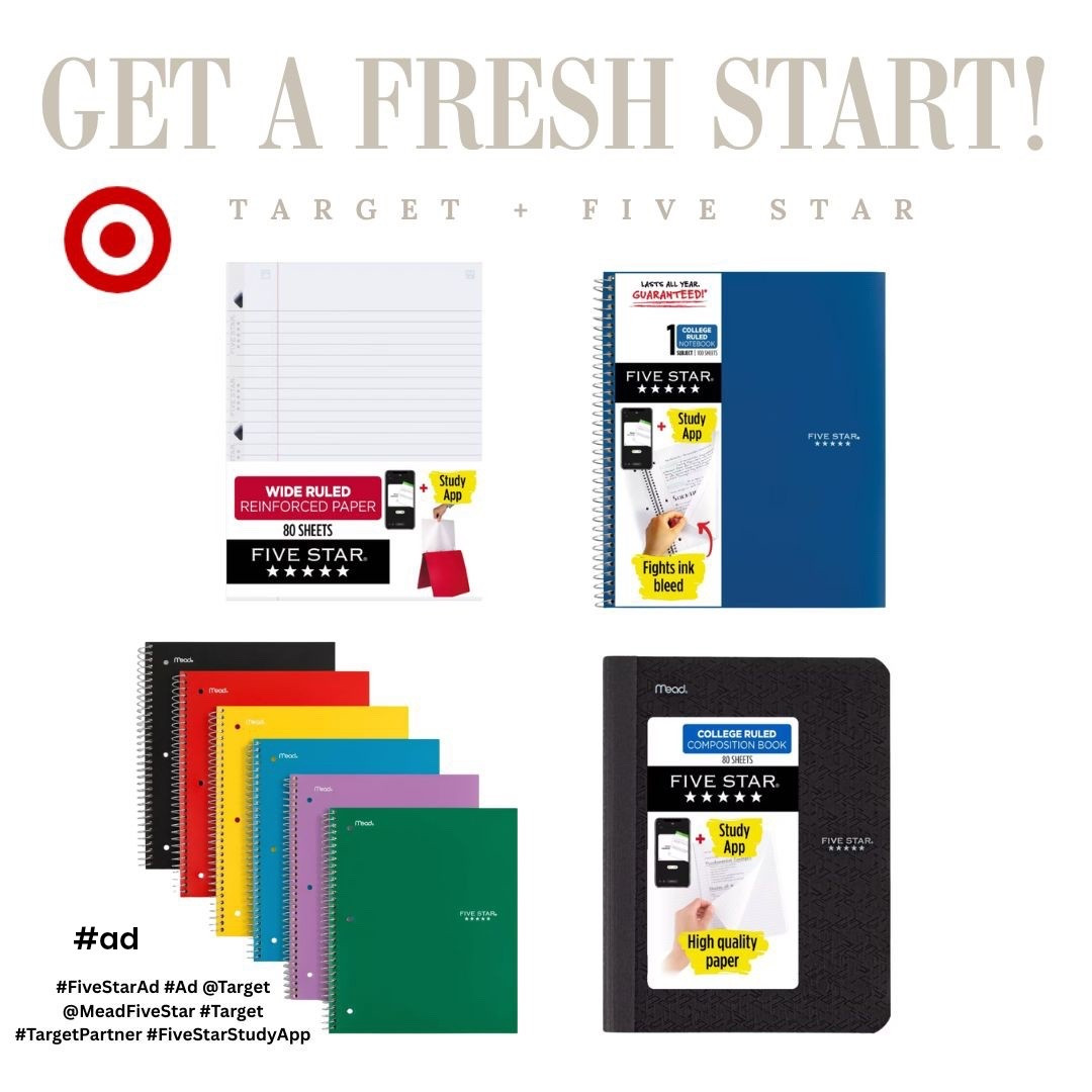#Ad #FiveStarAd Shop all of Five Star’s Study App compatible notebooks at Target! 
@MeadFiveStar @Target #FiveStarStudyApp #TargetPartner #Target #FiveStar

#LTKOver40 #LTKdayinmylife #LTKKids