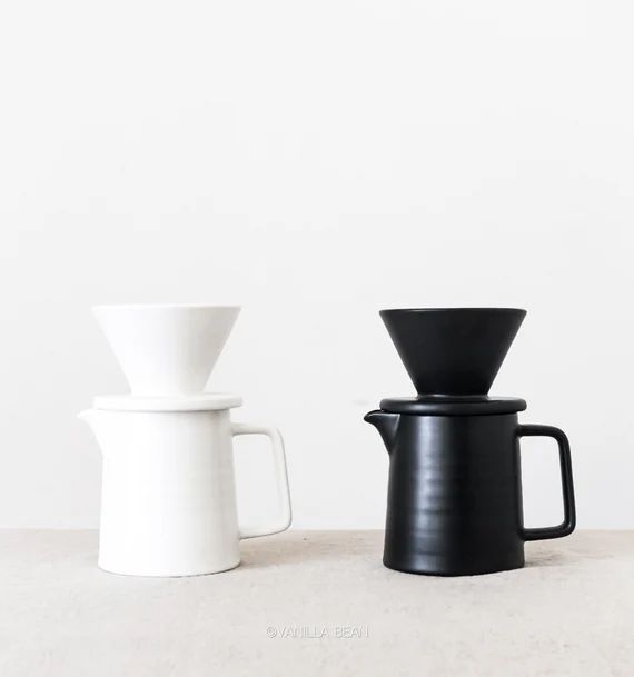 VANILLA BEAN Ceramic Pour Over Coffee Set Pour Over Set - Etsy | Etsy (US)