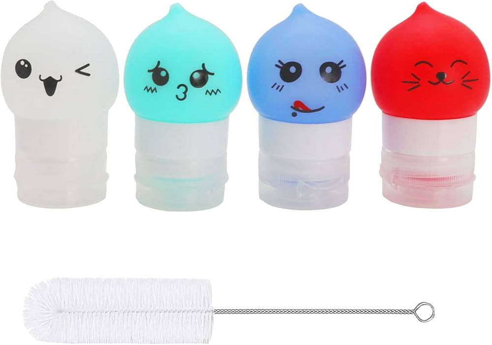 4-Pack 1.3Oz. Squeeze Salad Dressing Bottles with Cleaning Brush | Small Salad Dressing Container... | Amazon (US)