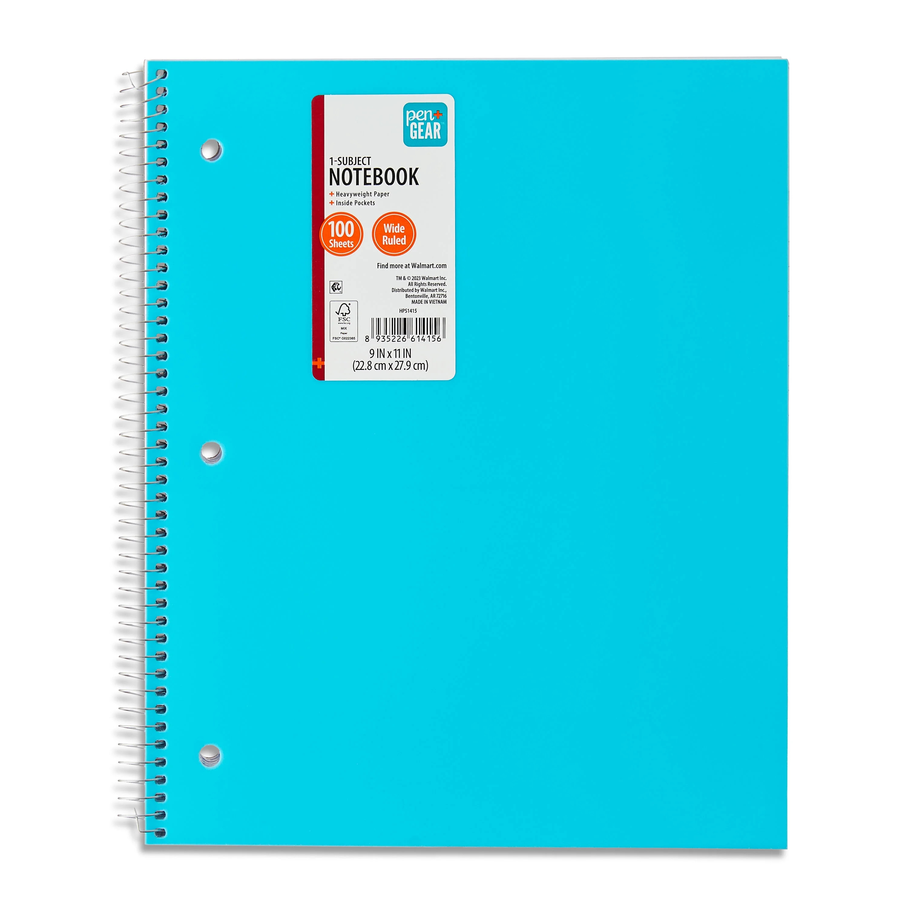Pen + Gear Wide Ruled 1-Subject Notebook, 10.5" x 8", Blue, 100 Sheets | Walmart (US)