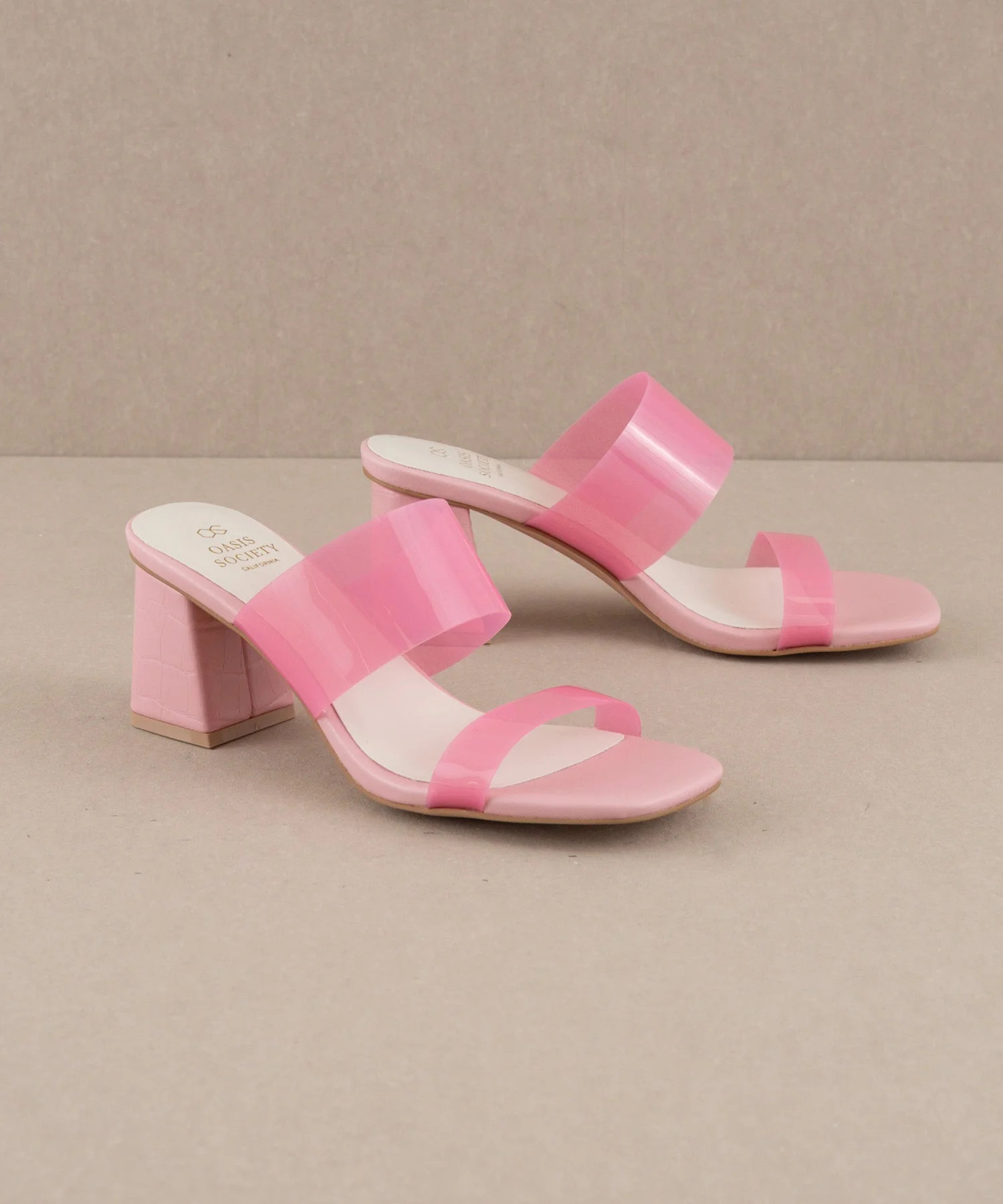 The Bagan | Pink Transparent Sandal Heel | Oasis Society