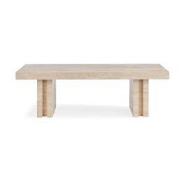 Angelo Modern Rectangle Travertine Coffee Table with Block Legs | Eternity Modern