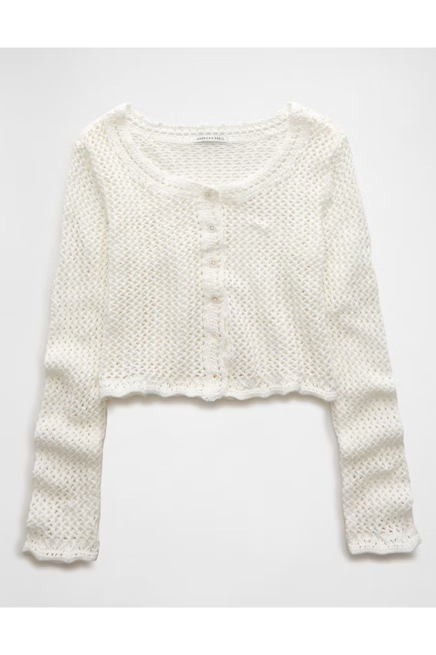 AE Open Stitch Cardigan Women's White XXL | American Eagle Outfitters (US & CA)