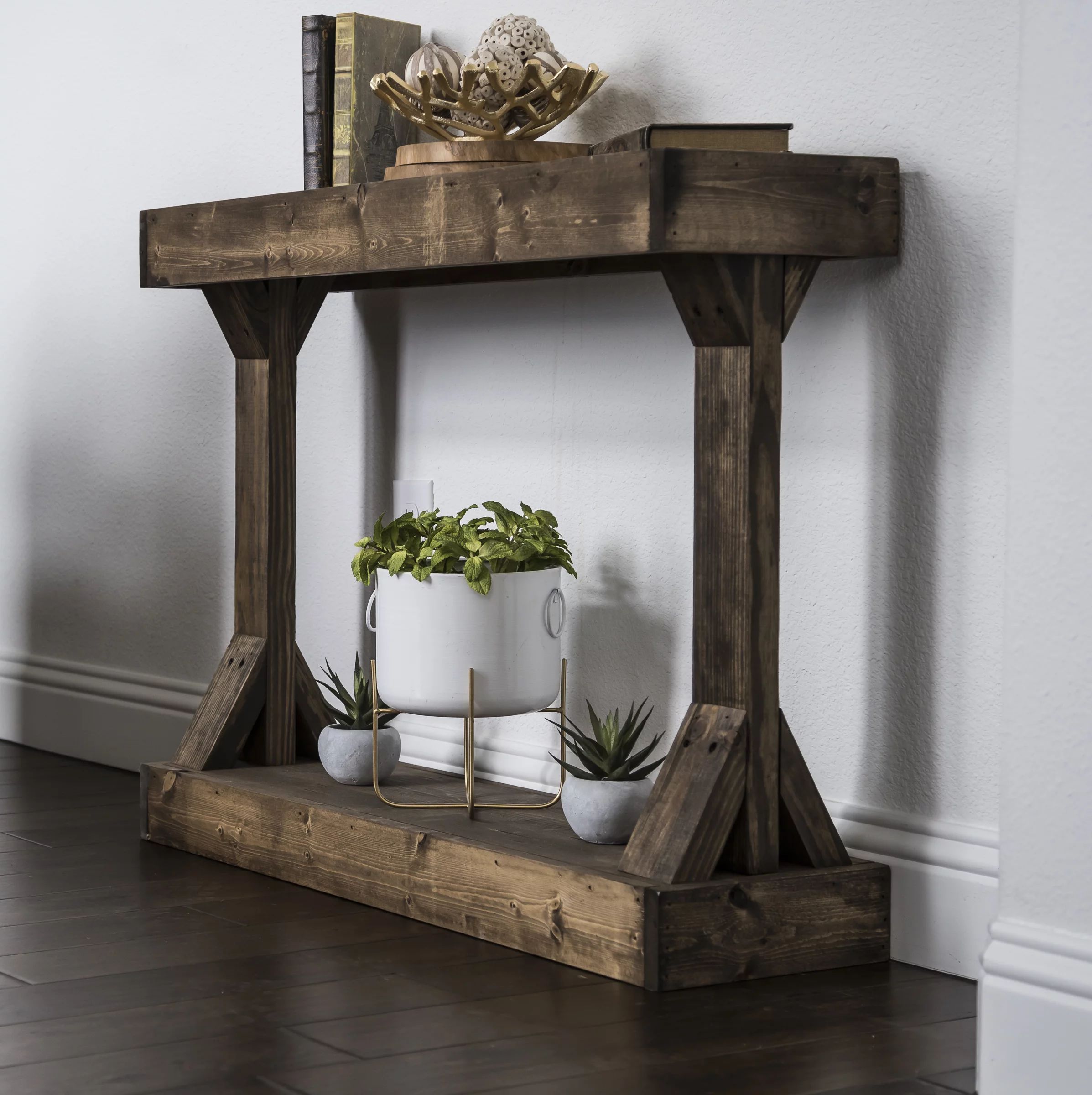 Barb Small Console Table Solid Wood by Del Hutson Designs, Dark Walnut | Walmart (US)