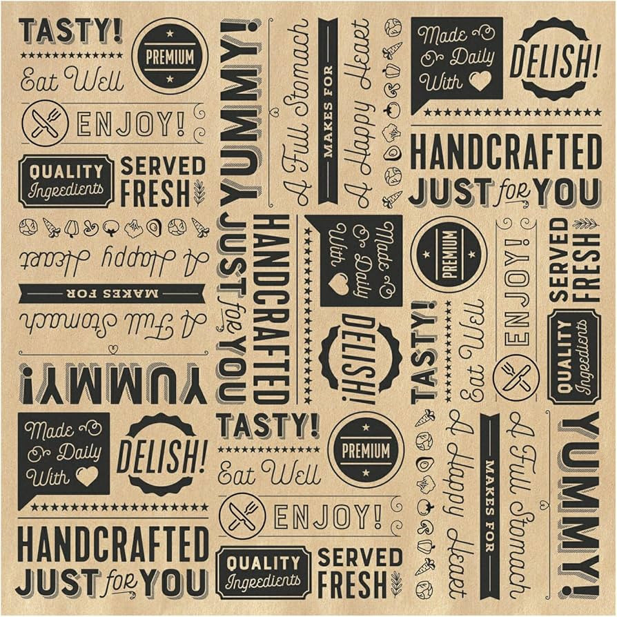 G.E.T. P-GT-1212-BR 12" x 12" Brown Food Word Text Grease-Resistant Food-Safe Wrap Paper, Deli Wr... | Amazon (US)