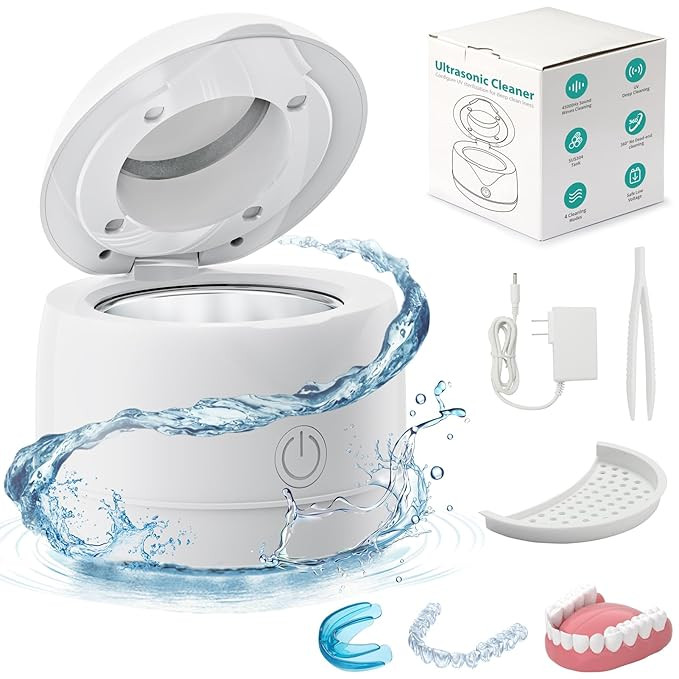 Ultrasonic Retainer Cleaner Machine, 45kHz/25W Denture Cleaner, 2 Modes Mouth Guard Cleaner for A... | Amazon (US)