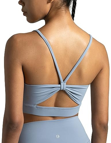 Colorfulkoala Women's Dreamlux Bowknot Strappy Sports Bras Light Impact Workout Yoga Tops | Amazon (US)