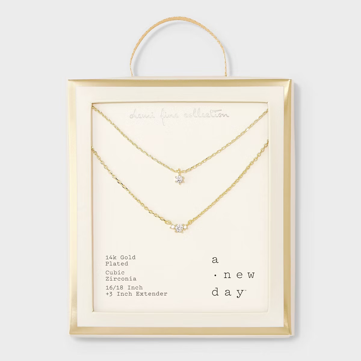 14k Gold Plated Triple Cubic Zirconia Layered Necklace - A New Day™ Gold | Target