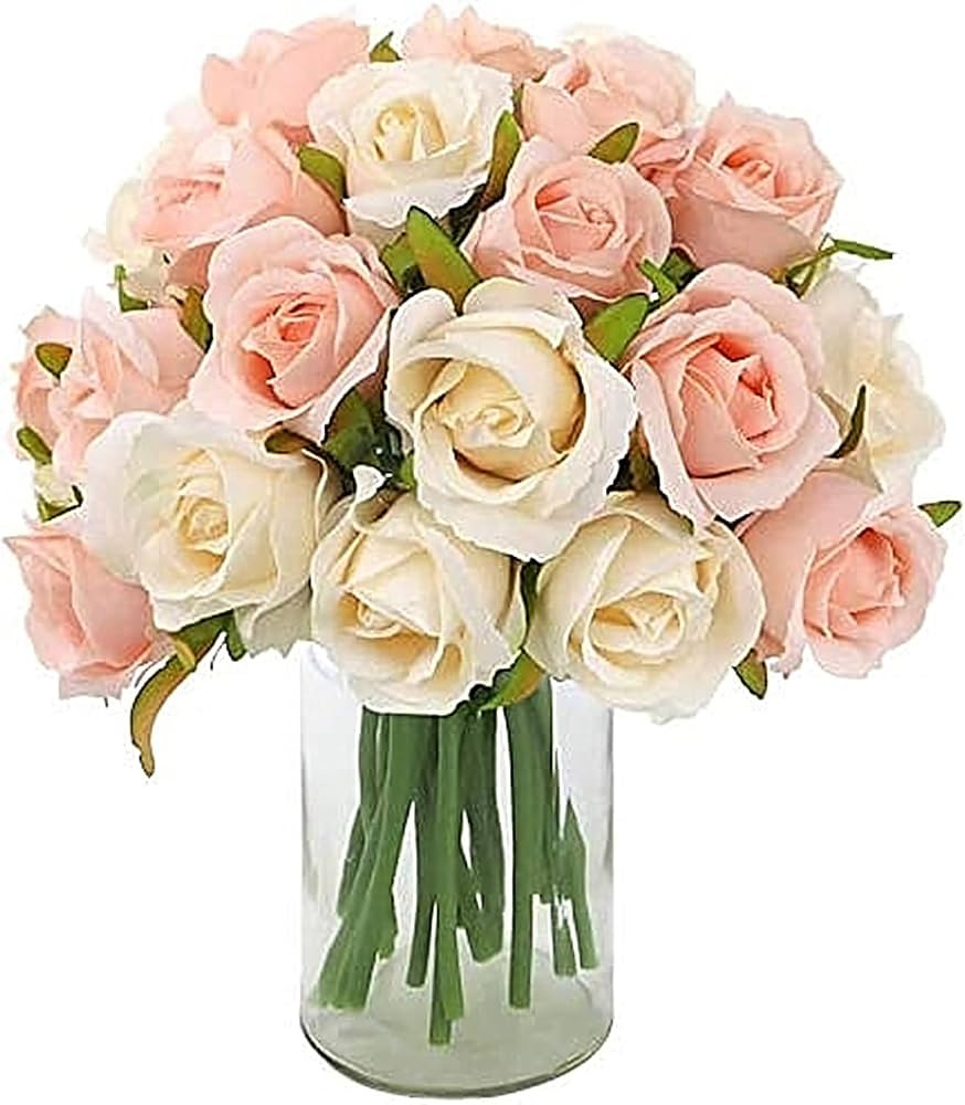 CEWOR 24 Heads Artificial Rose Flowers Bouquet Silk Flower Roses with Stems for Mothers Day Home ... | Amazon (US)