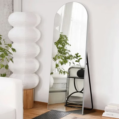 71"x27"Large Arched Full Size Mirror With Stand,Silver Floor Mirror Arched,Metal Arch Full Length Mirror,Freestanding Mirror-The Pop Home | Target