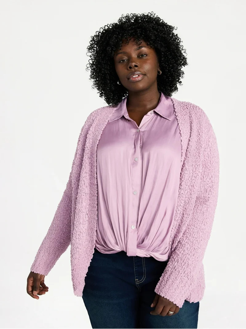 Terra & Sky Women's Plus Size Chenille Cocoon Cardigan Sweater, Midweight, Sizes 0X-5X | Walmart (US)