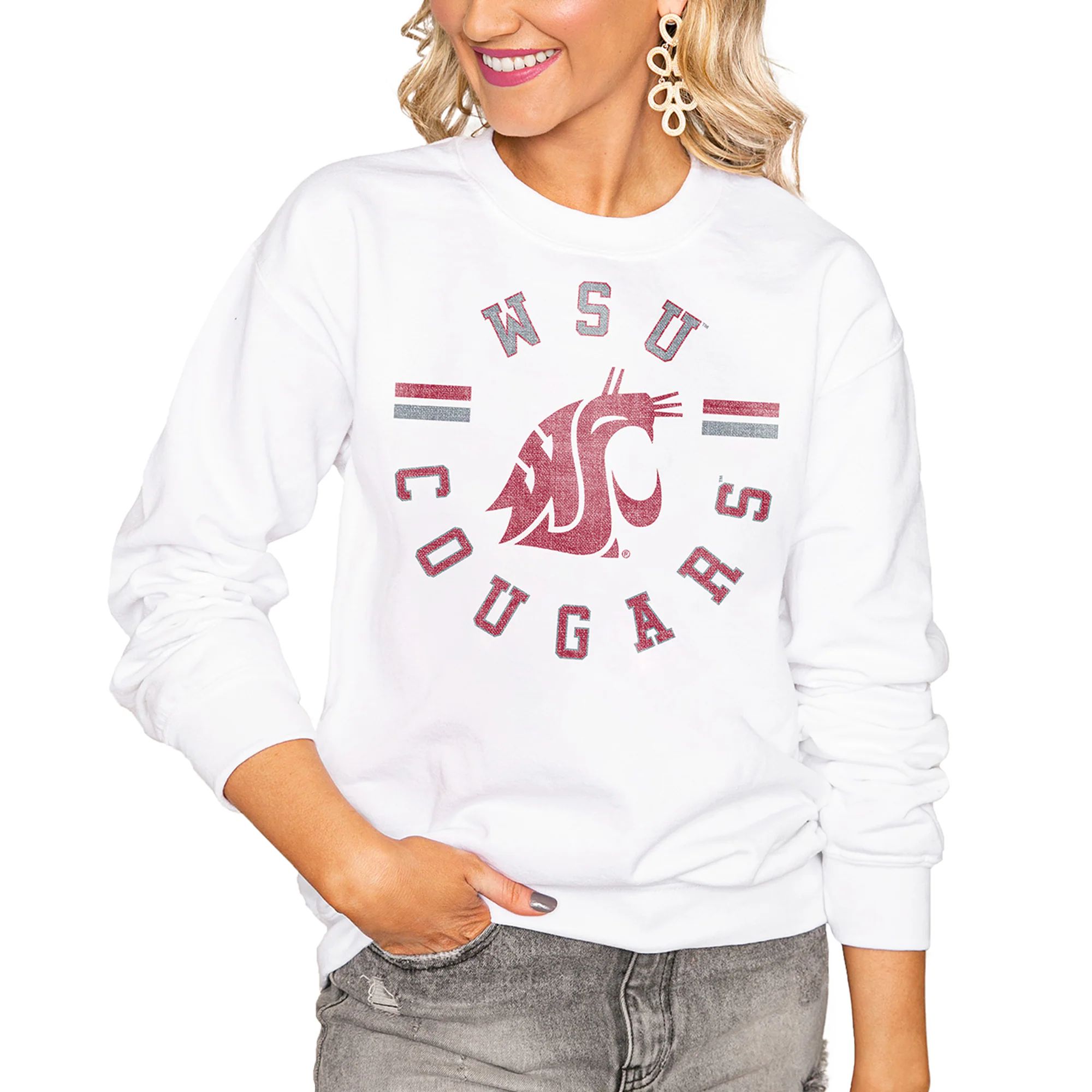 Washington State Cougars Women's Vintage Days Perfect Pullover Sweatshirt - White | Fanatics