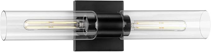 Progress Lighting Clarion Collection 2-Light Matte Black Clear Glass Modern Bath Vanity Light | Amazon (US)