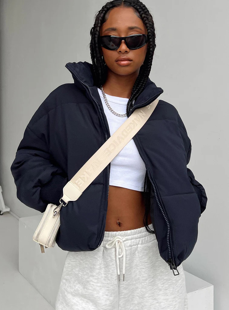 Abe Puffer Jacket Navy | Princess Polly US