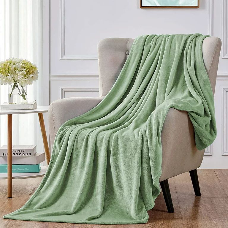 Walensee Ultra Soft Microplush Fleece Throw Blanket, 50" x 60", Sage Green, Machine Washable | Walmart (US)