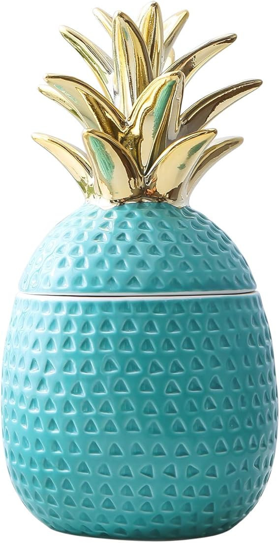 Jojuno 9" Ceramic Pineapple Centerpiece Decor Ananas Ceramic Candy Cookie Storage Jars, Figurine ... | Amazon (US)