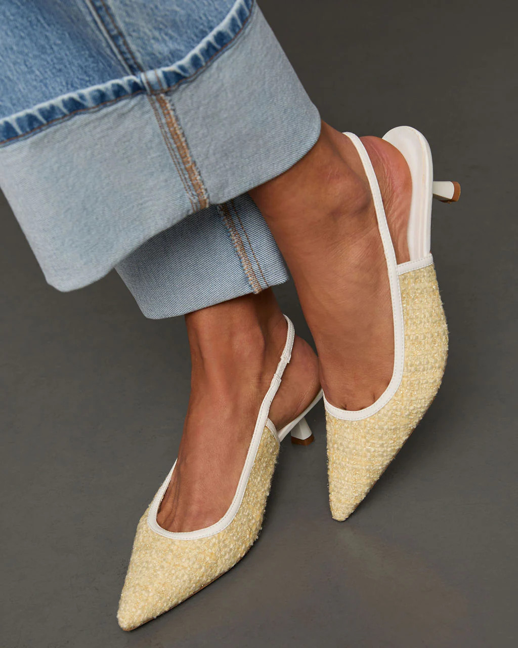 Poised Moment Tweed Slingback Kitten Heels | VICI