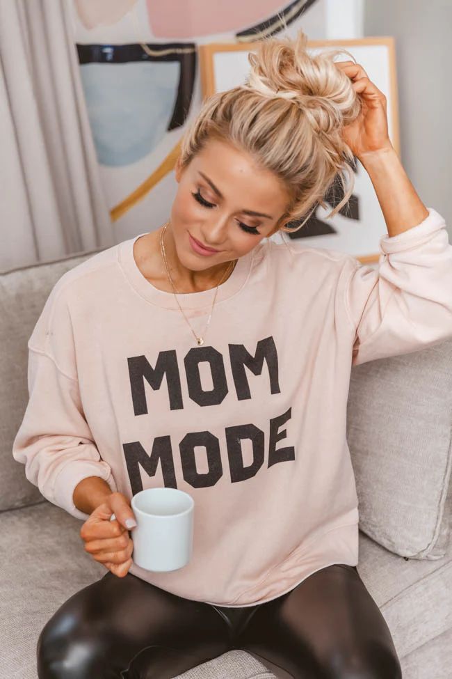 Mom Mode Graphic Pale Pink Sweatshirt | The Pink Lily Boutique
