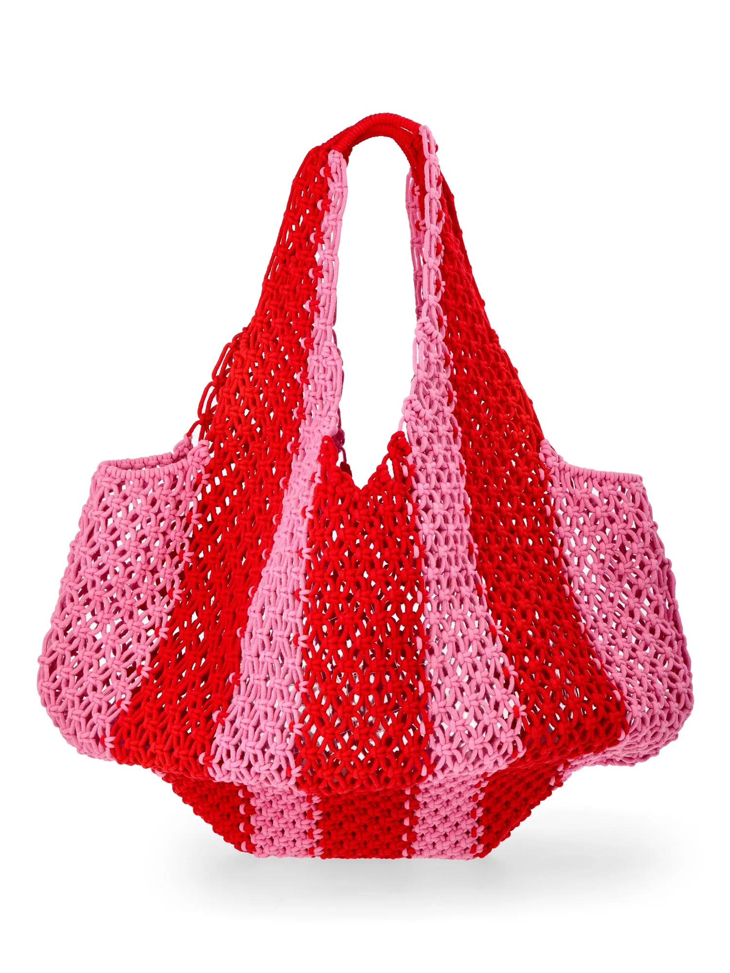 No Boundaries Women's Festival Crochet Striped Hobo Bag, Pink Jubilee Stripe | Walmart (US)