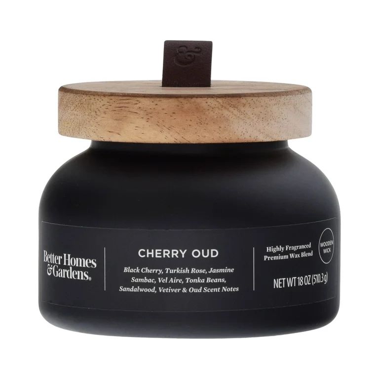 Better Homes & Gardens 18oz Cherry & Oud Scented Wooden Wick Bell Jar Candle | Walmart (US)