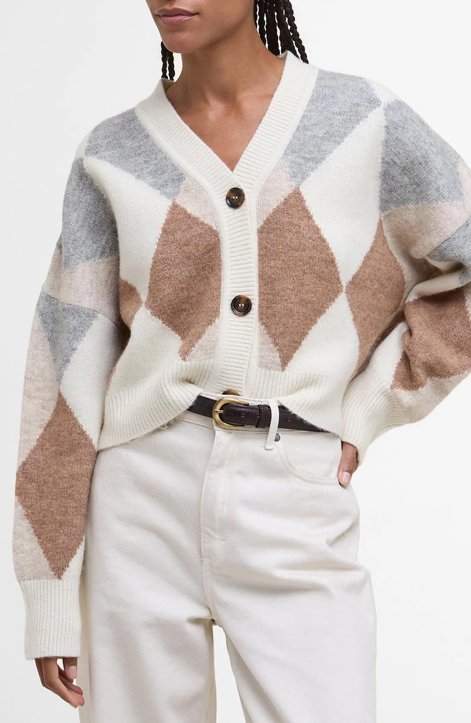 Silvia Diamond Jacquard Wool Blend Cardigan | Nordstrom