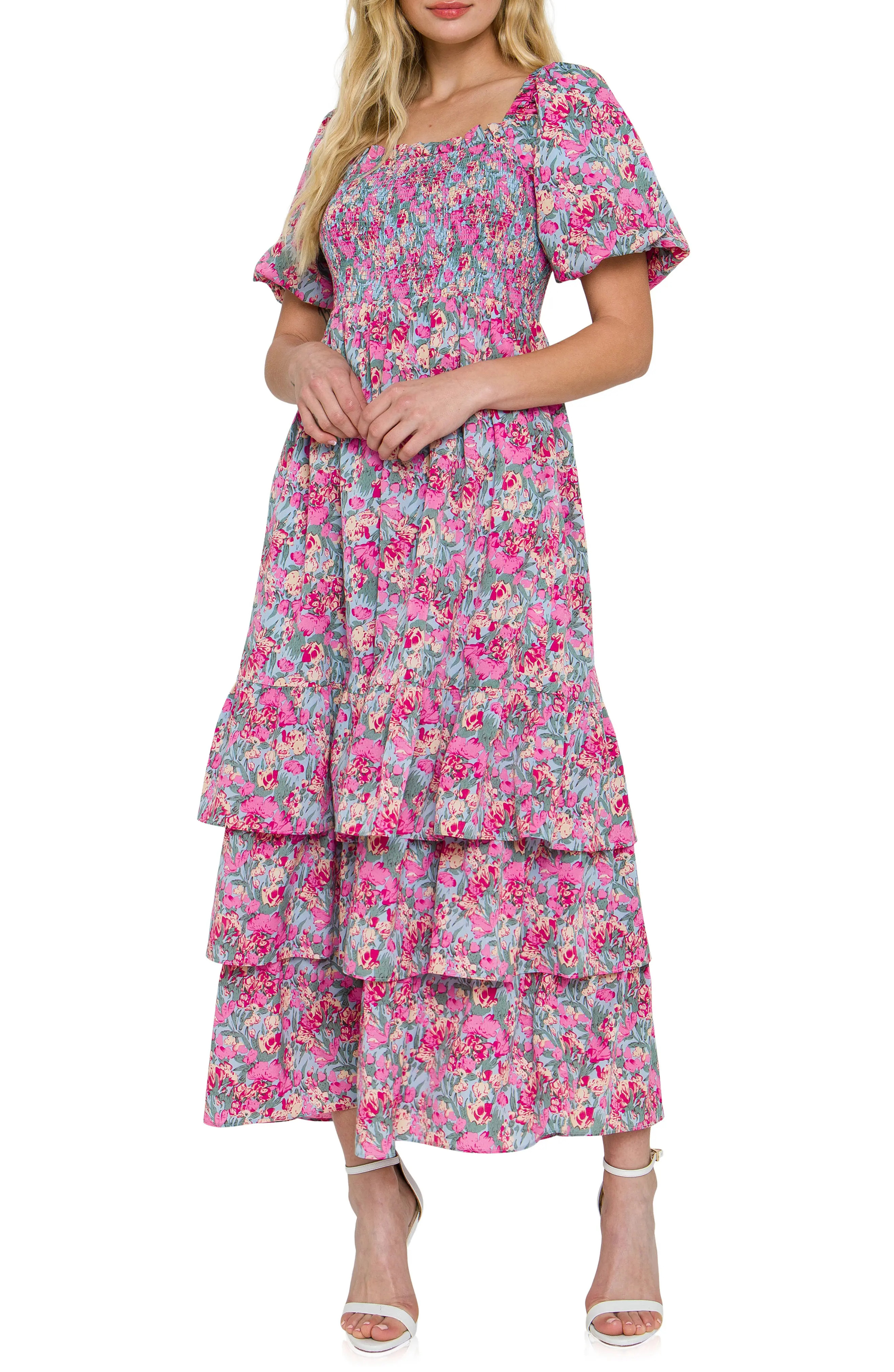 Free the Roses Floral Print Maxi Dress in Pink Multi at Nordstrom, Size X-Small | Nordstrom