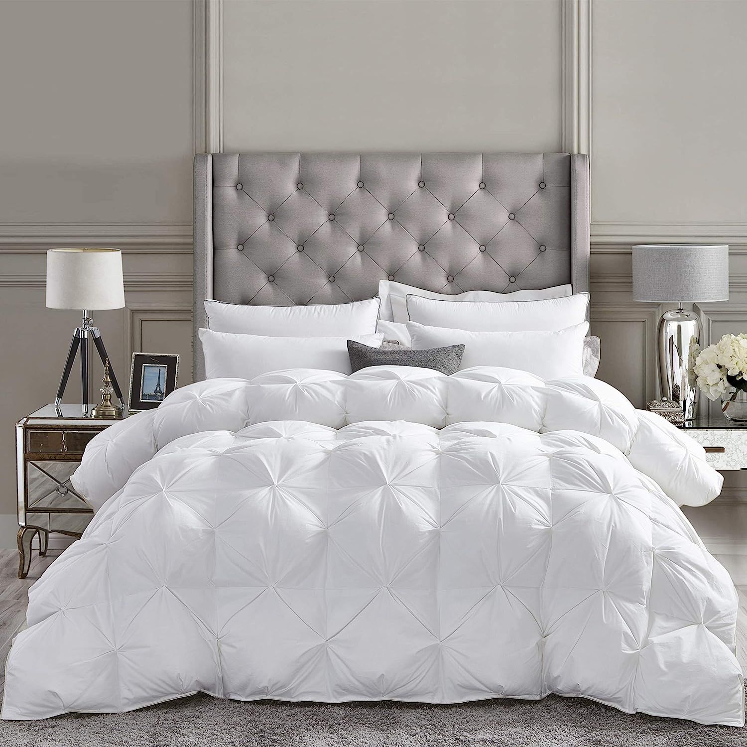 Luxurious All-Season Goose Down Comforter King Size Duvet Insert, Exquisite Pinch Pleat Design, P... | Amazon (US)