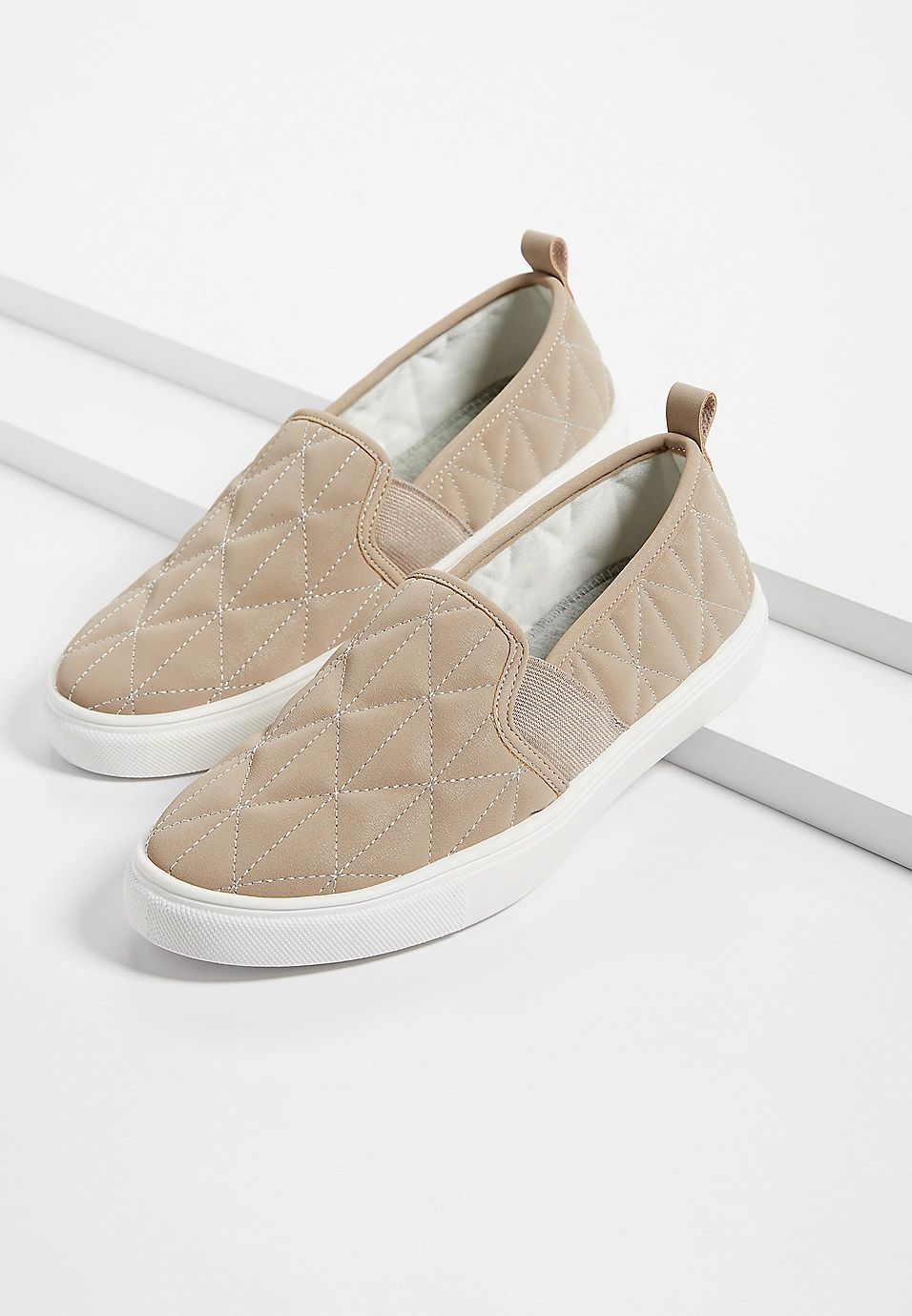 Sophie Taupe Quilted Slip On Sneaker | Maurices
