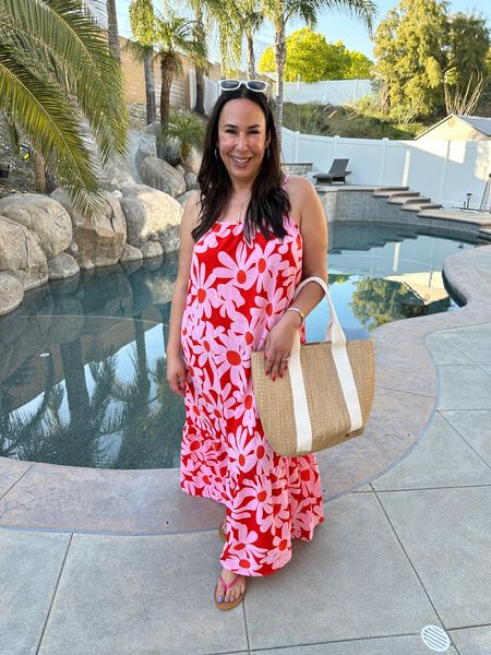 This pattern of this dress is super flora, out of my comfort zone but I like it anyway and it has adjustable straps. I'm wearing my true size XL in this flowy maxi dress

#LTKStyleTip #LTKSeasonal #LTKFindsUnder50