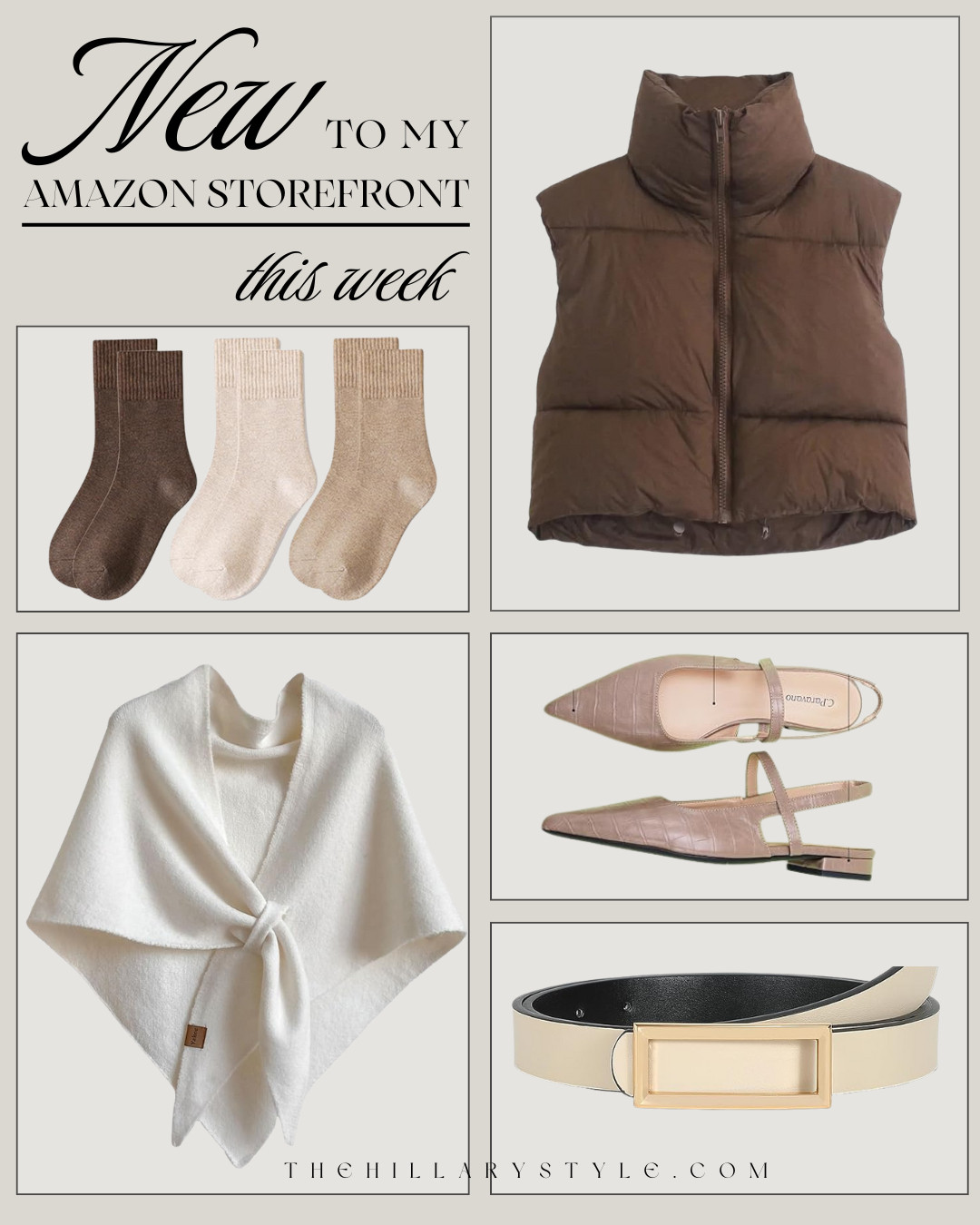 New to My Amazon Storefront This Week ✨
Soft winter neutrals, elevated basics, and luxe-for-less wardrobe staples — cozy layers, polished accessories, and everyday pieces you can style effortlessly all season 🤍
#ltkfashion #amazonfashion #amazonfinds #neutralstyle 

 #LTKHoliday #LTKootd #LTKOver40
