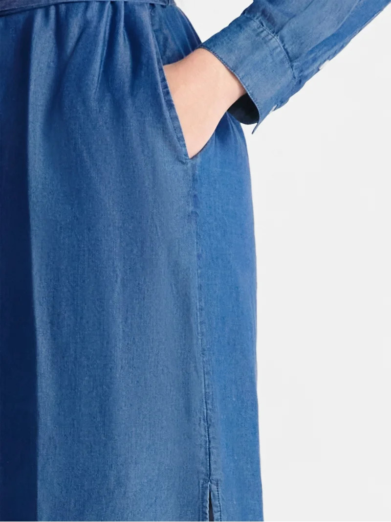 Time and Tru Women's Midi Shirt Dress with Long Sleeves, Sizes XS-XXXL | Walmart (US)